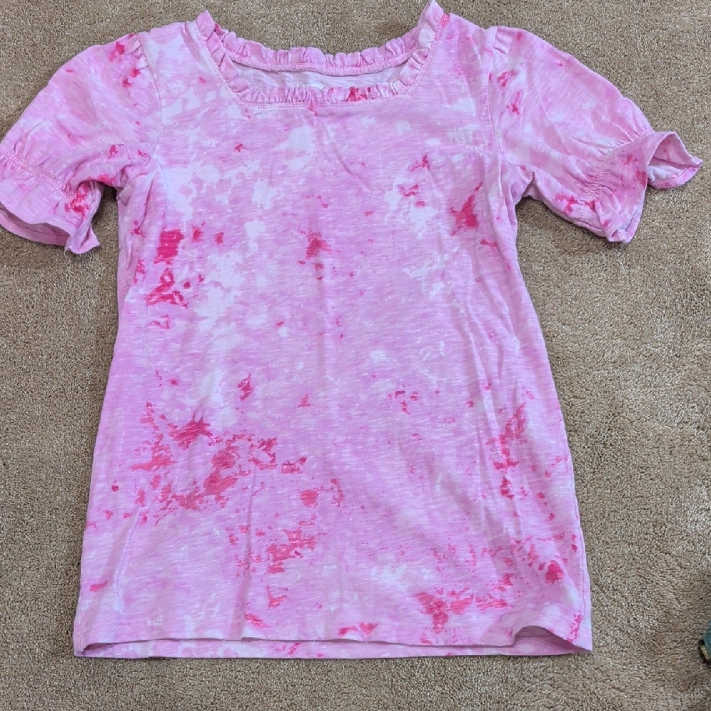 Lands' End Pink Tie-Dye Short Sleeve Tee